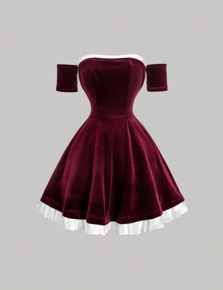 Shein mini ruha, bordó