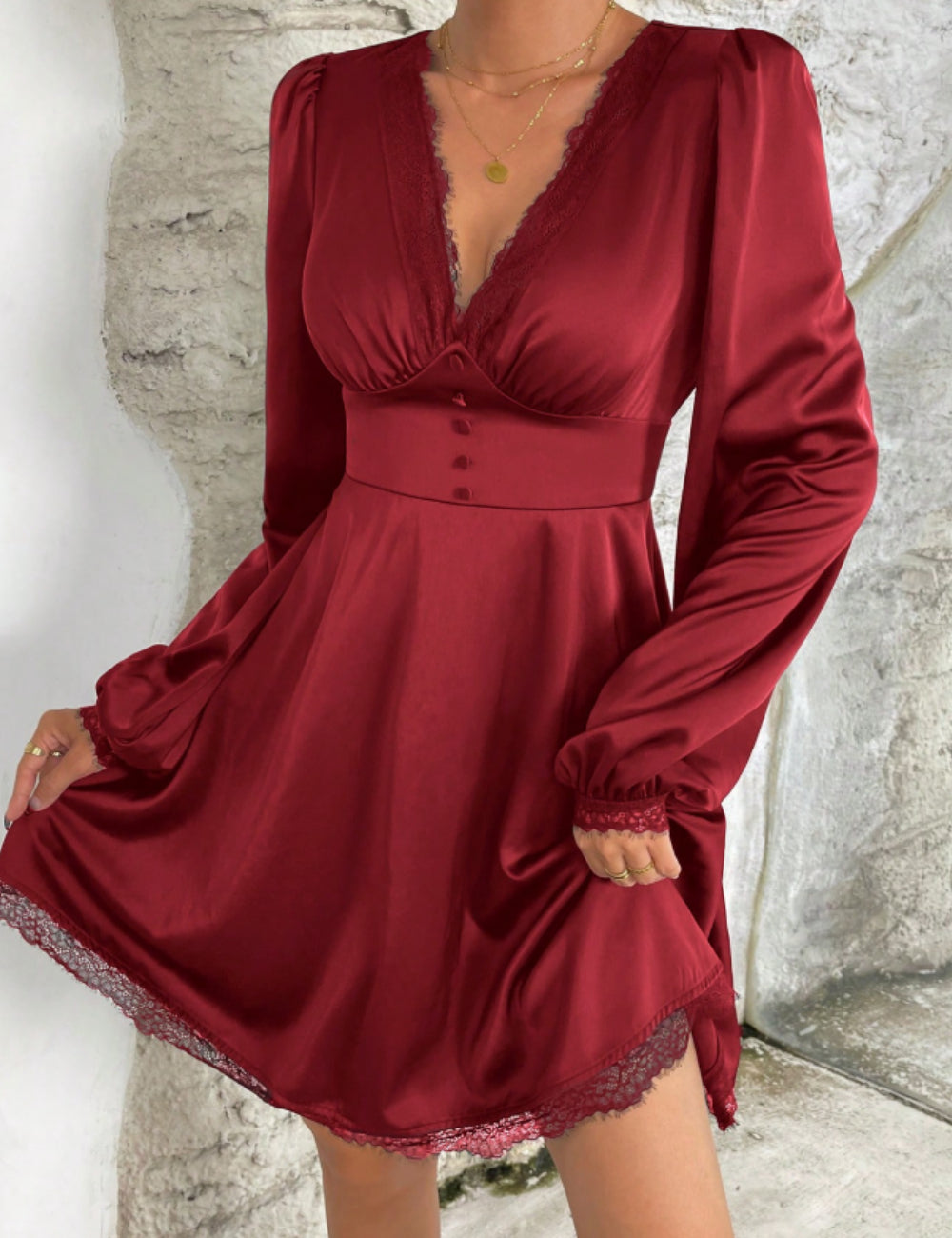 SHEIN mini ruha, bordó