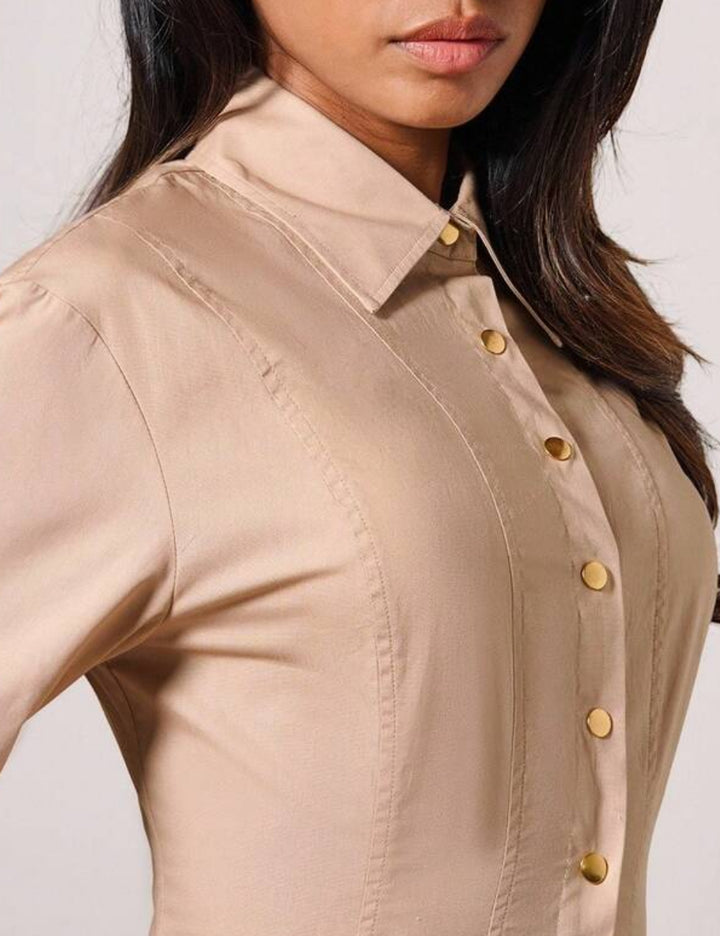 Rochie tip cămașă SHEIN, crem