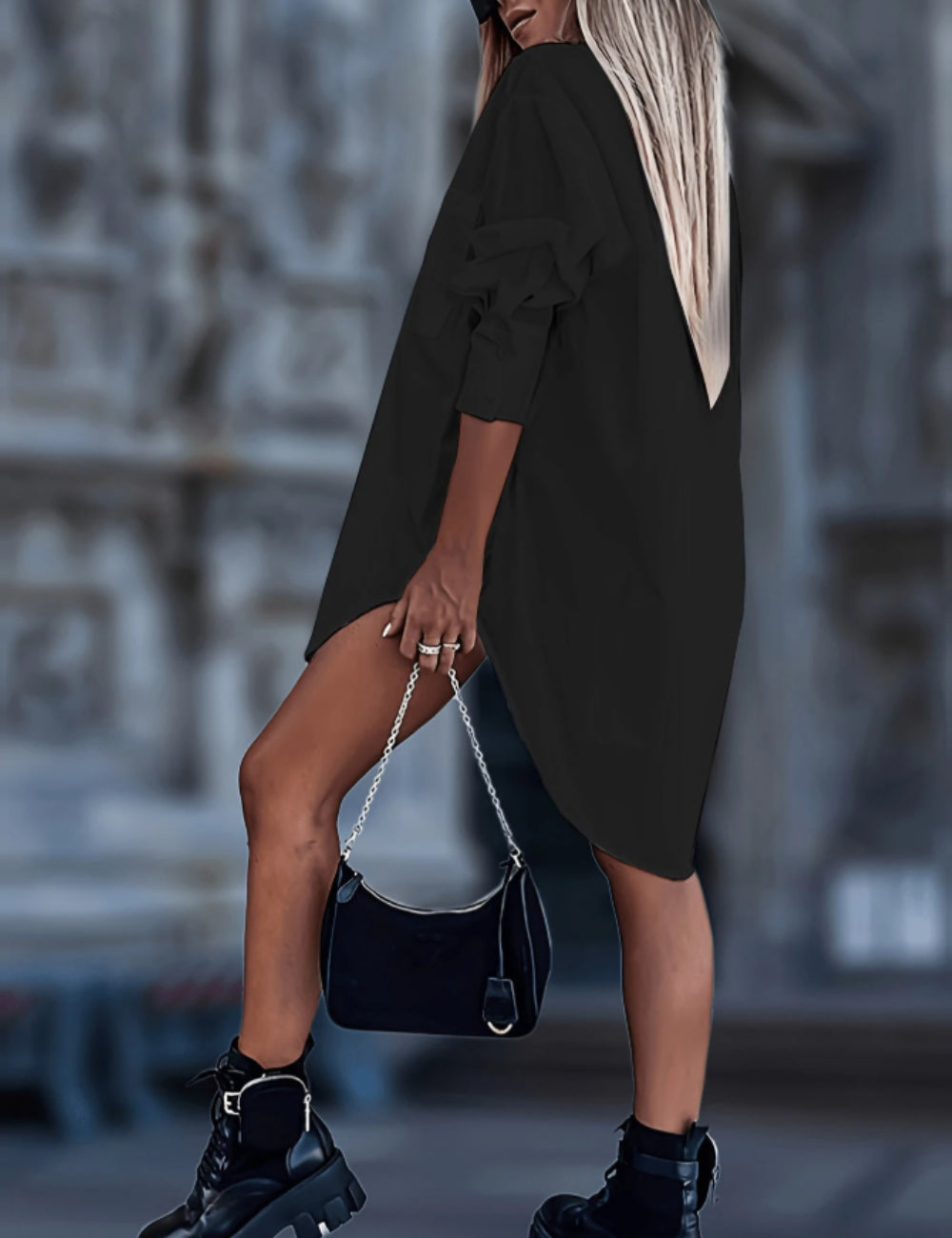 Rochie tip cămașă Shein, negru