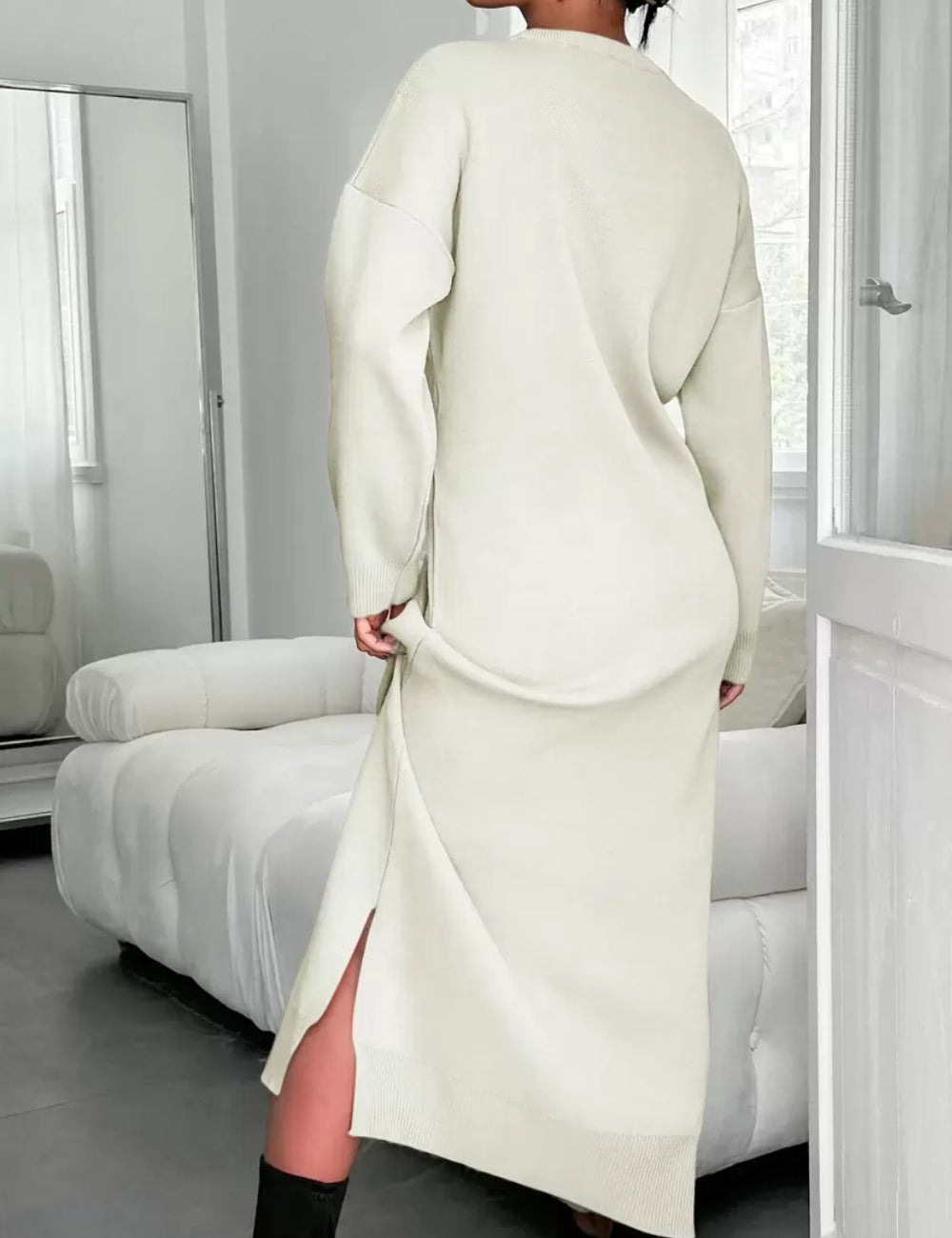 Rochie tricotată Shein, crem