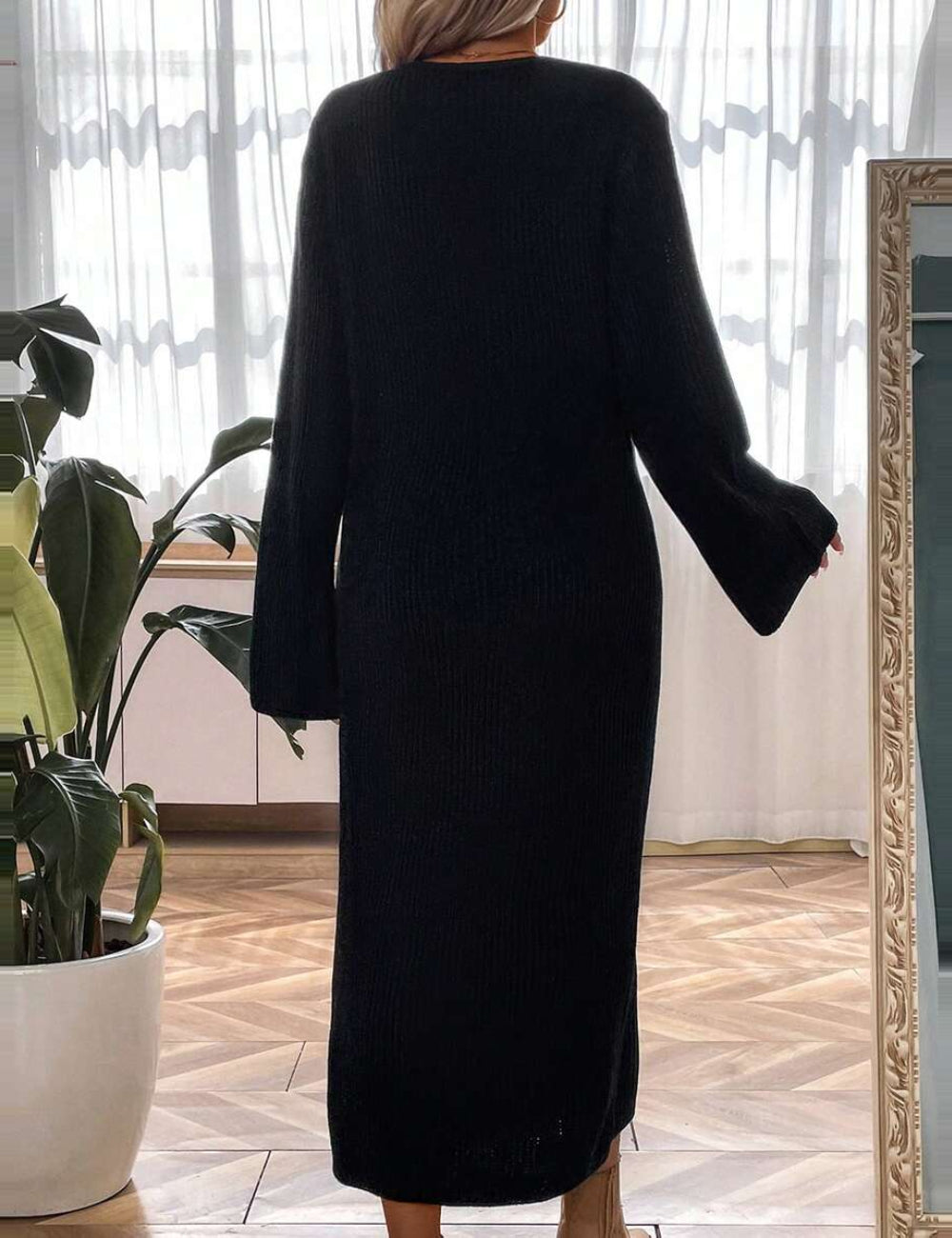 Shein kötött ruha, fekete