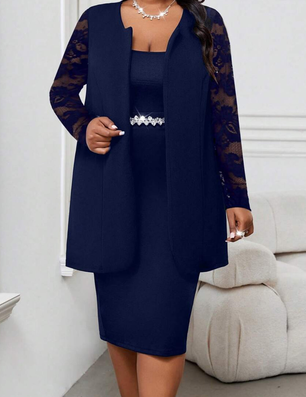 Shein Curve+ kék blézer
