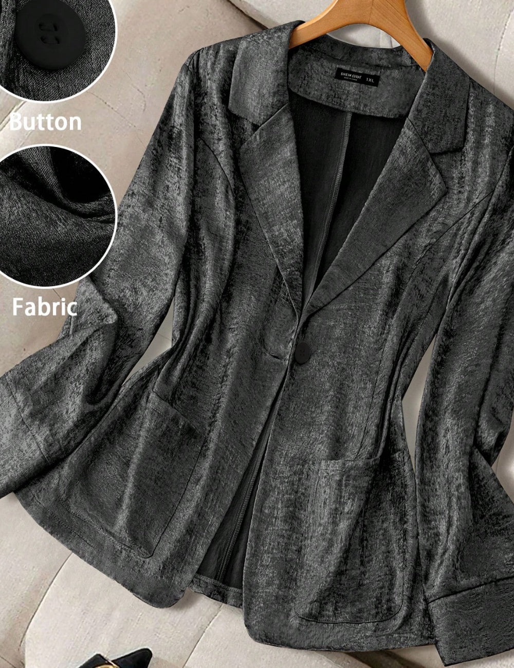Shein Curve+ ezüst blézer