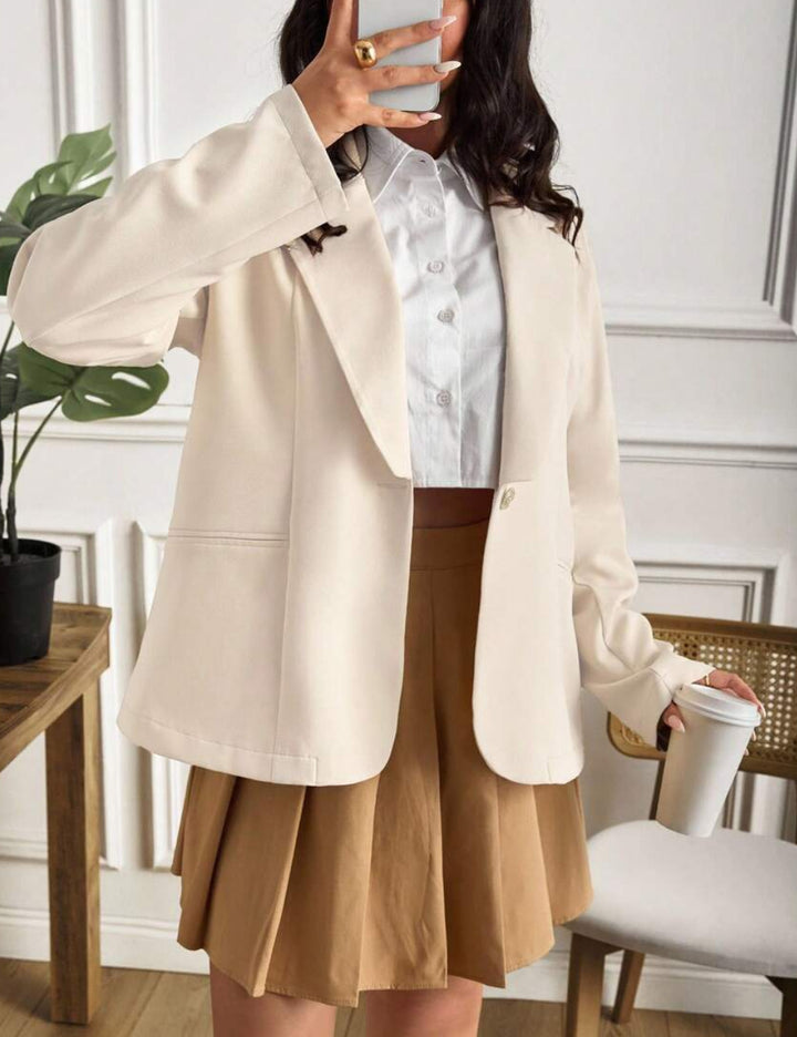Shein Curve+ blézer, krém