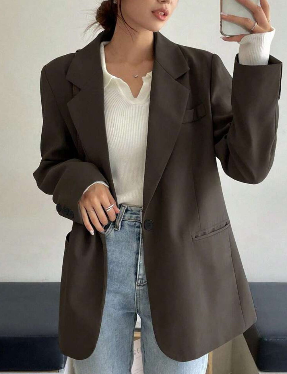 Shein blézer, barna