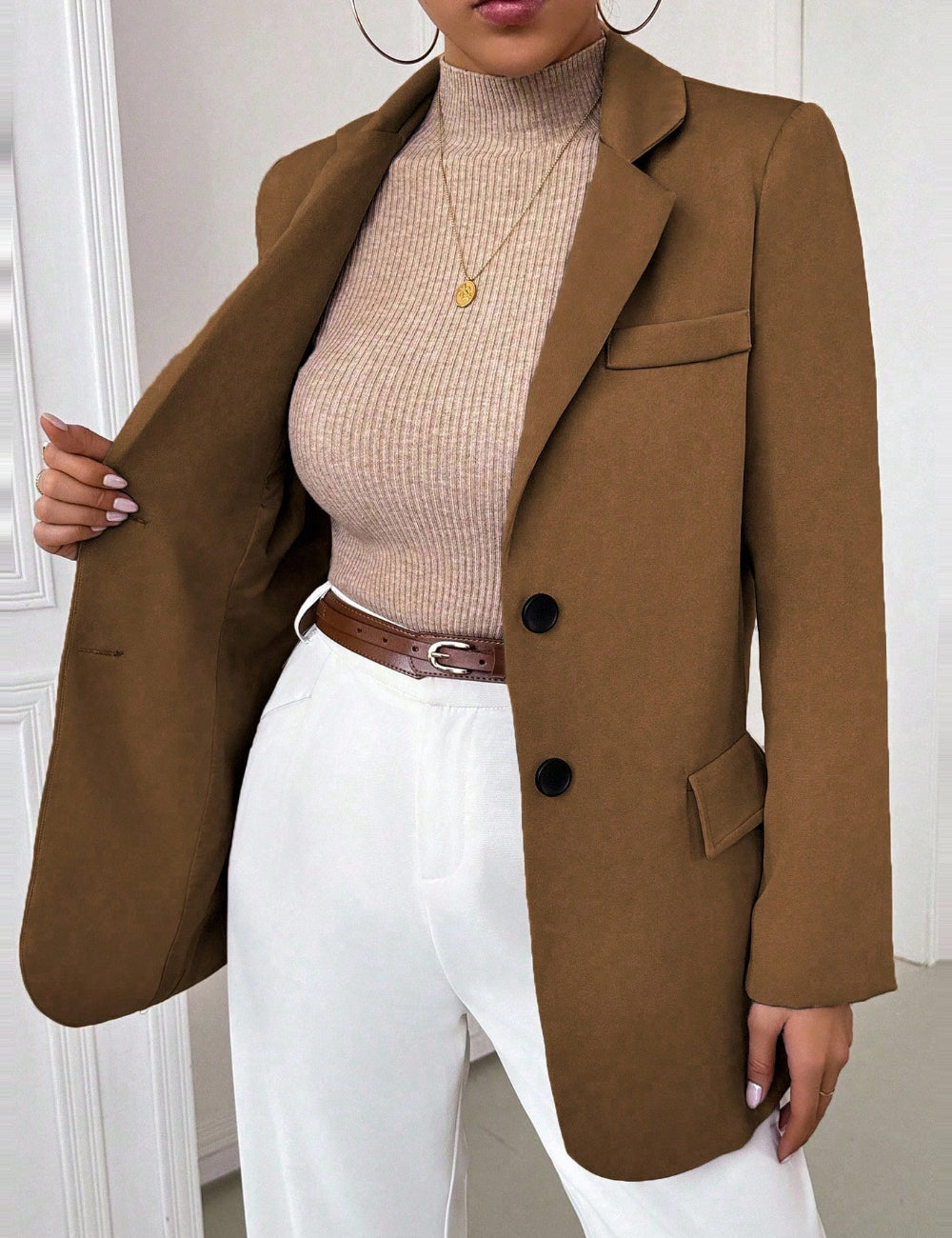 Shein blézer, barna