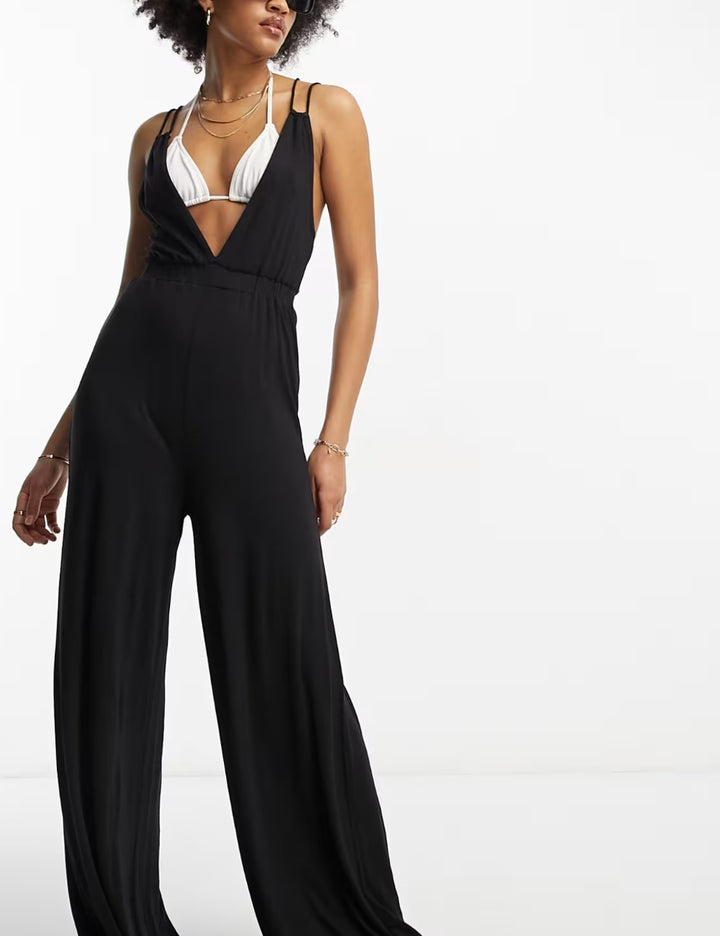 ASOS hosszú kezeslábas, fekete