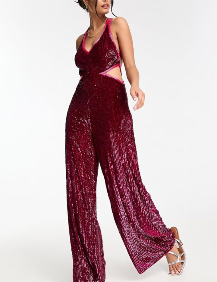Miss Selfridge hosszú, rózsaszín kantáros nadrág