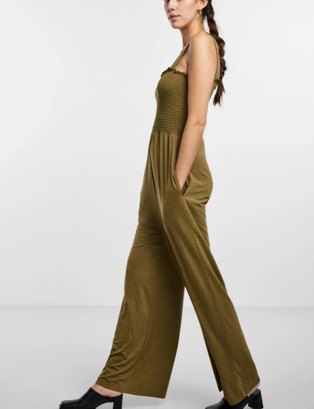 Pieces hosszú overál, khaki