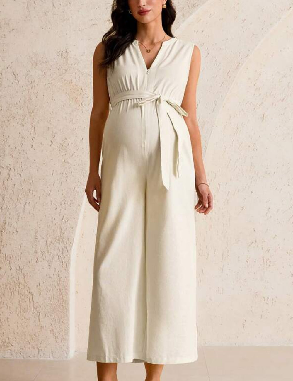 SHEIN hosszú jumpsuit, krémszínű