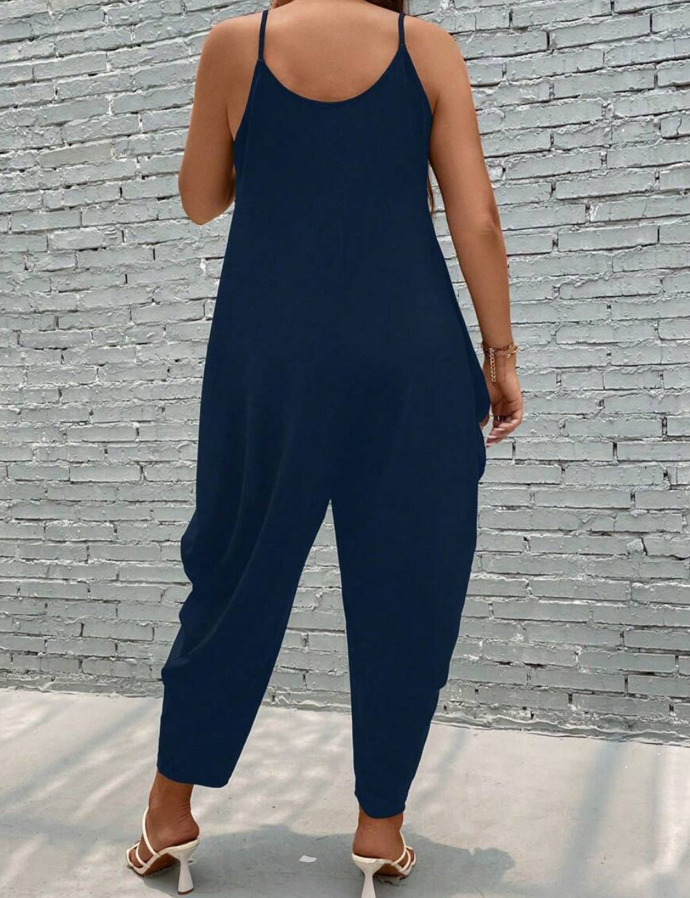 Shein Curve+ hosszú overall, tengerészkék