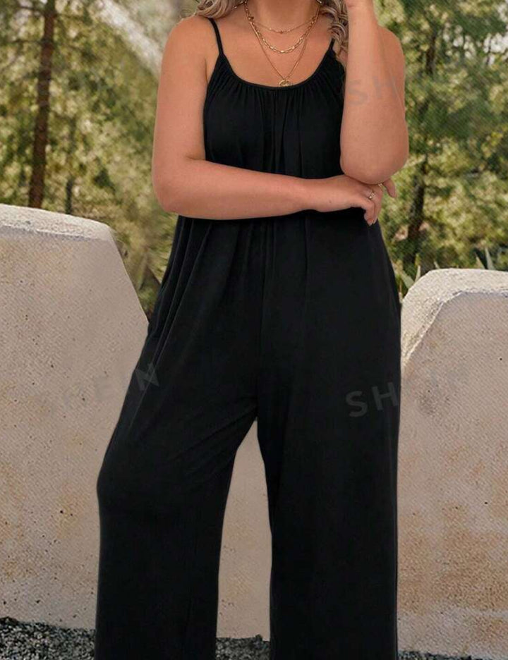Shein Curve+ hosszú overall, fekete