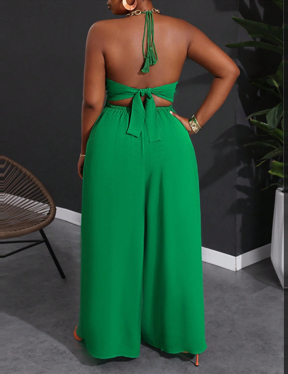 Shein Curve+ hosszú overall, zöld