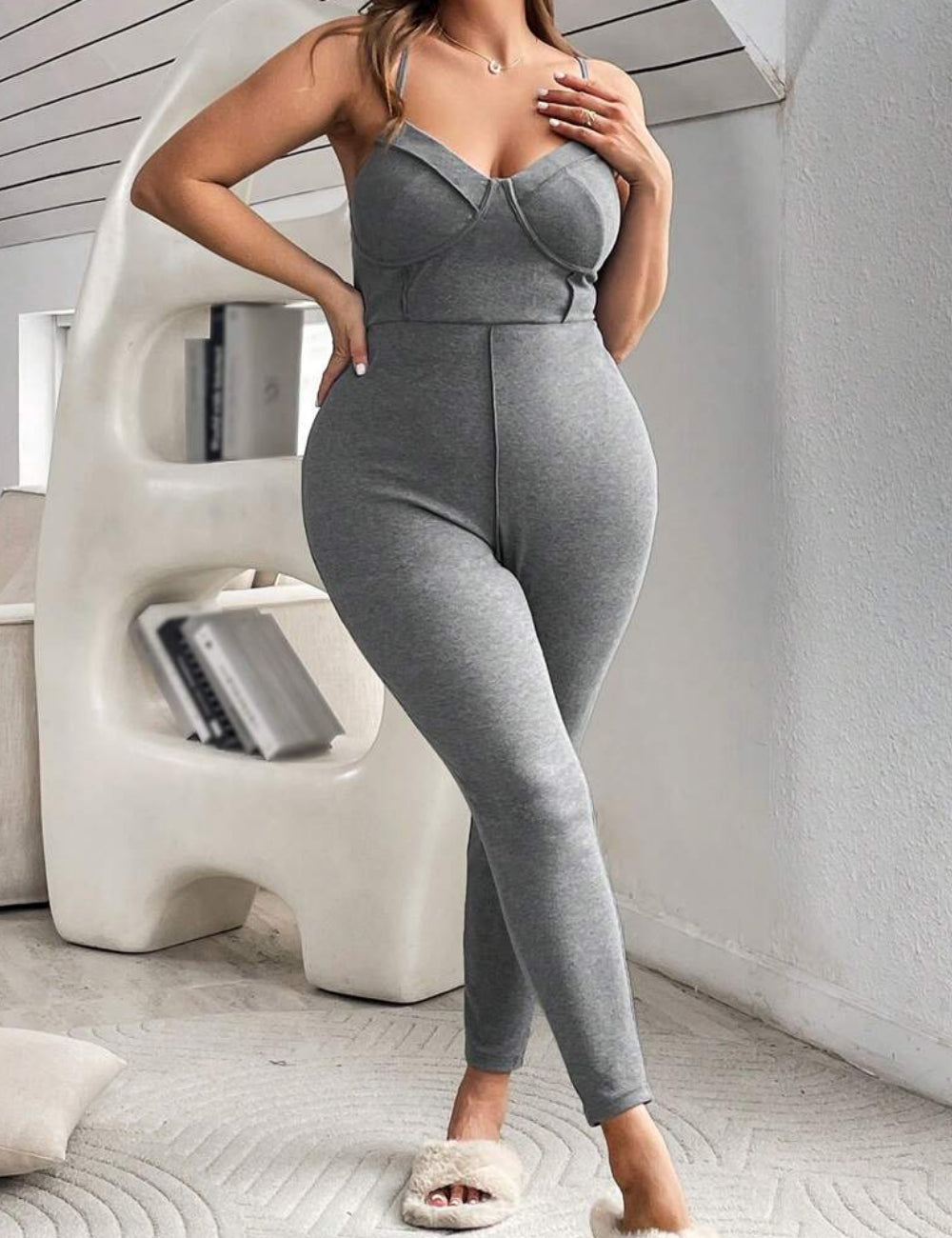 Shein Curve+ hosszú overall, szürke