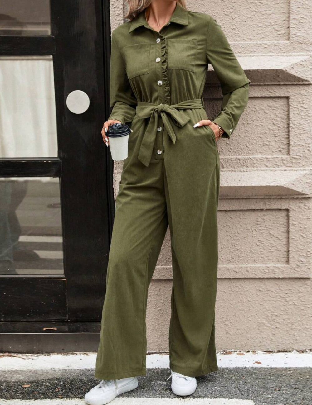 Shein hosszú kezeslábas, khaki