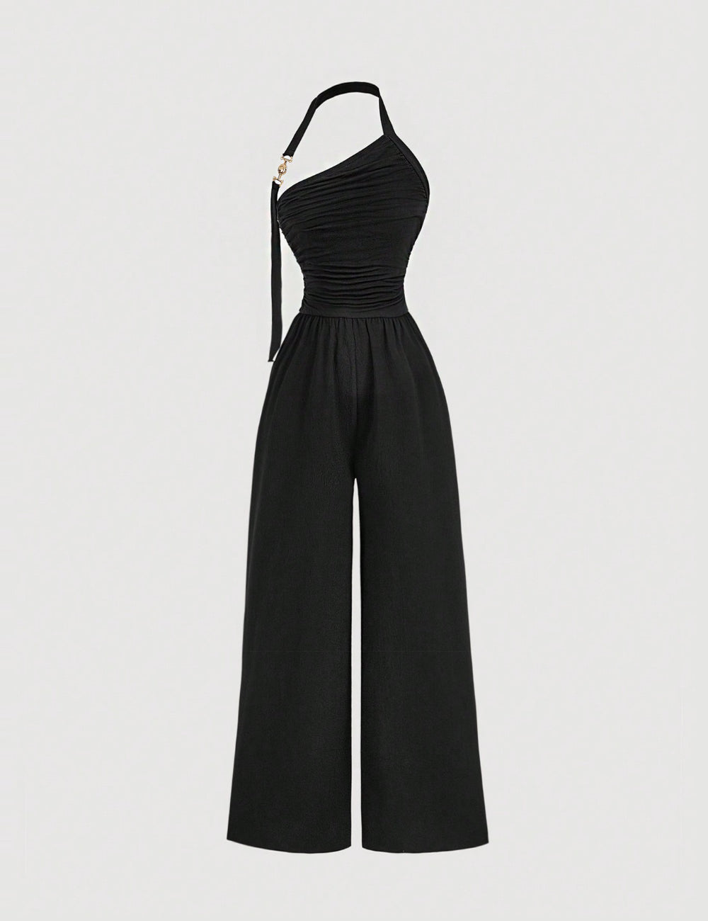 Shein Curve+ hosszú jumpsuit, fekete