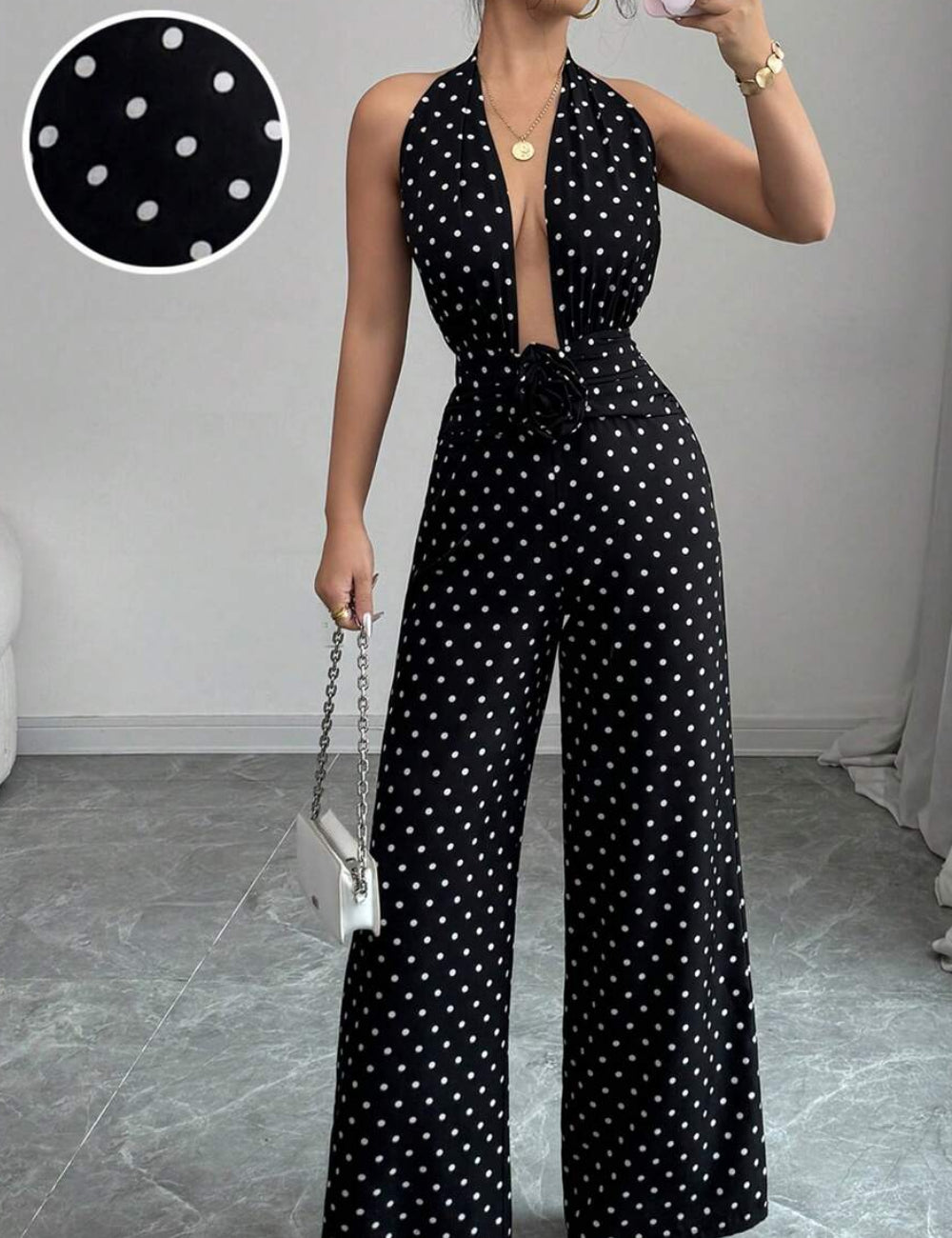 Shein hosszú jumpsuit, fekete