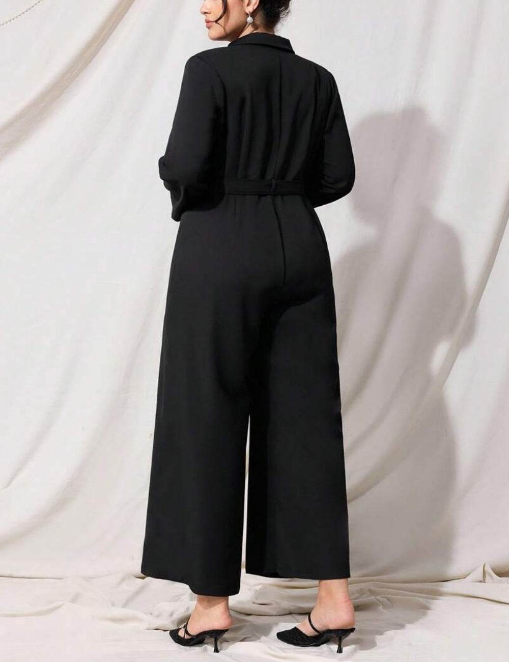Shein Curve+ hosszú overall, fekete