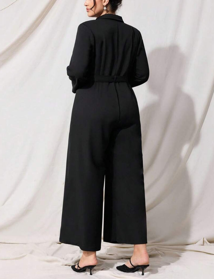 Shein Curve+ hosszú overall, fekete