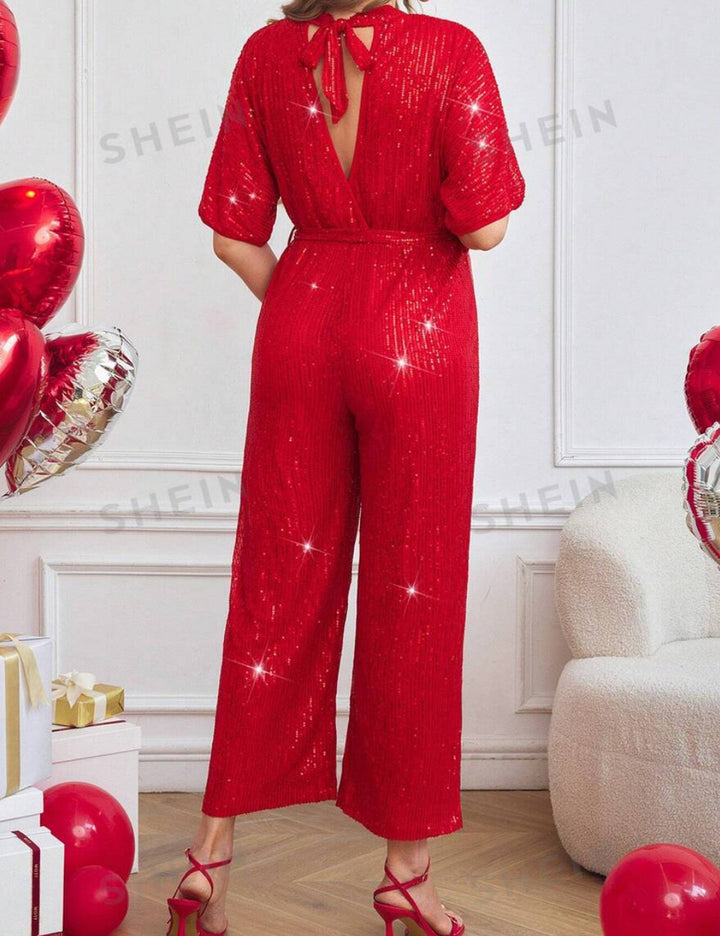 Shein hosszú jumpsuit, piros