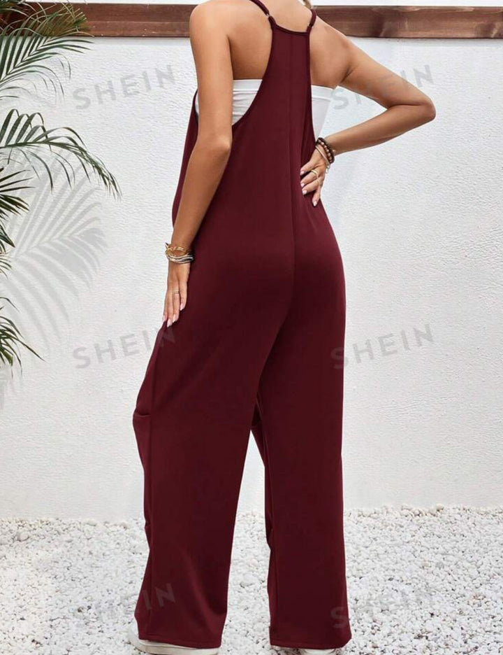 Shein hosszú salopette, bordó
