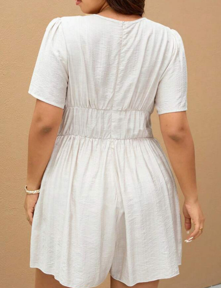 Shein Curve+ rövid jumpsuit, bézs