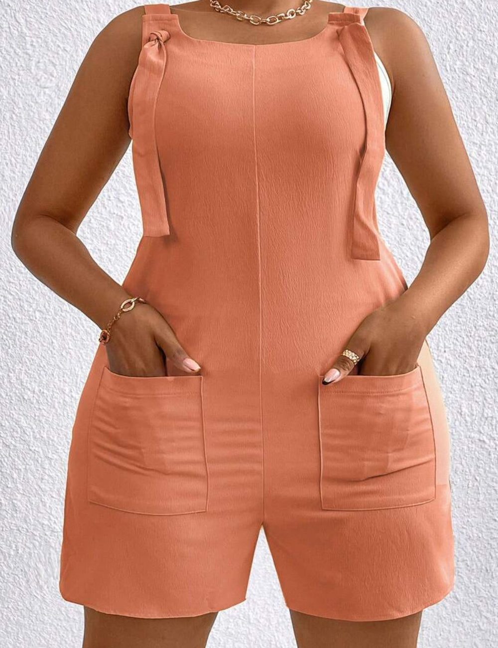 Shein Curve+ narancssárga rövid overál