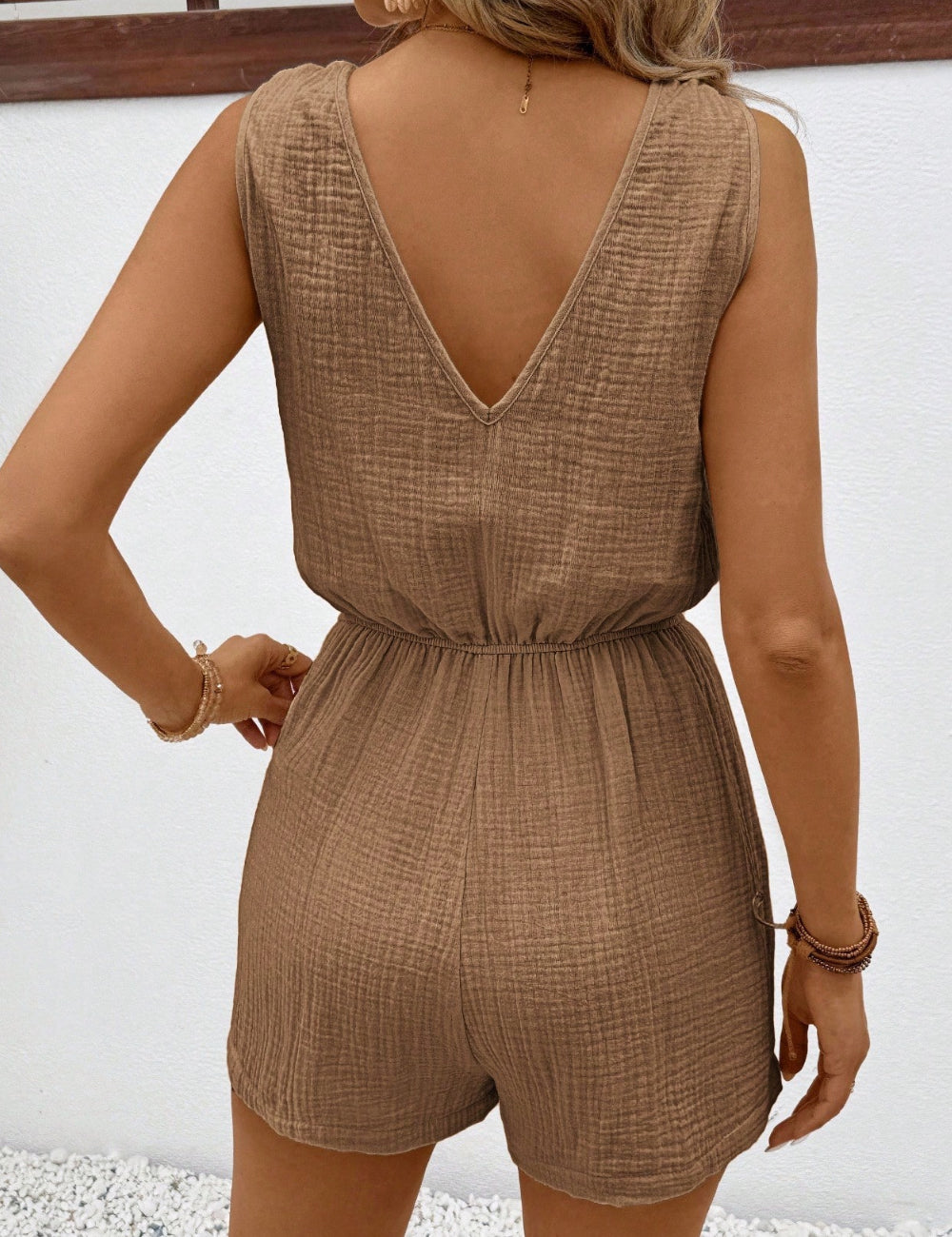 Shein Curve+ barna rövid overál