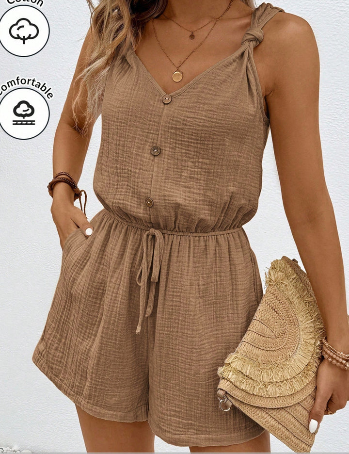 Shein Curve+ barna rövid overál
