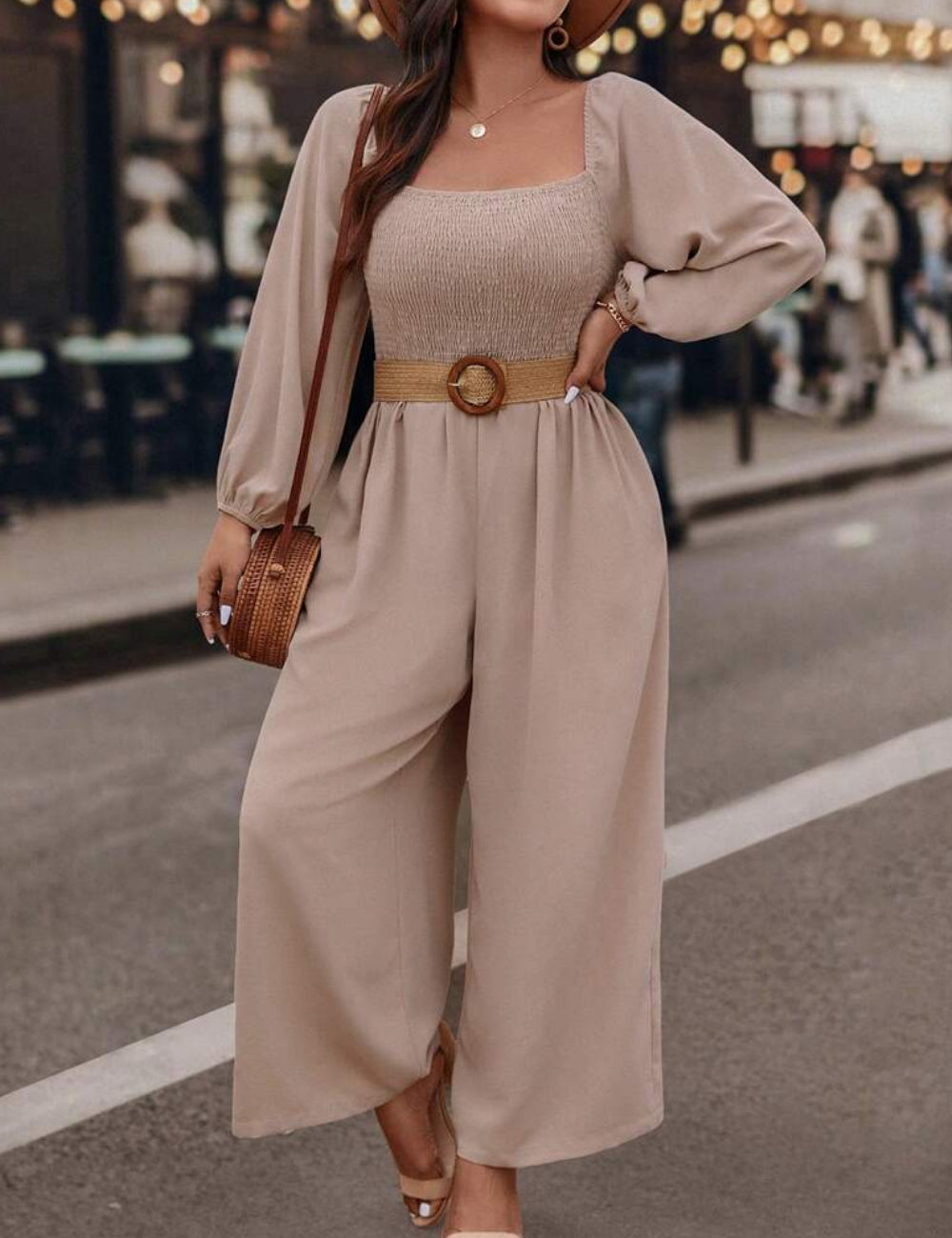 Shein Curve+ jumpsuit, krém