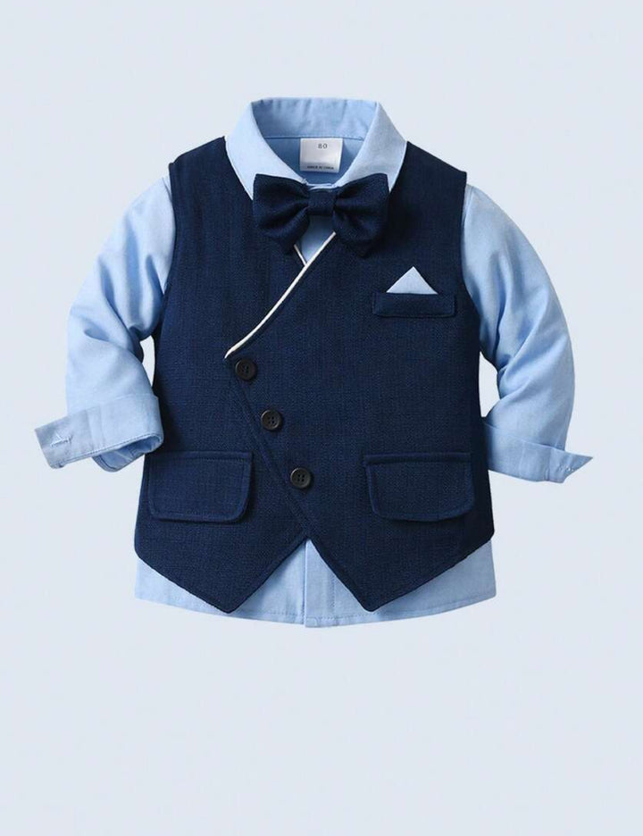Set Cămașă Și Vestă Shein, albastru