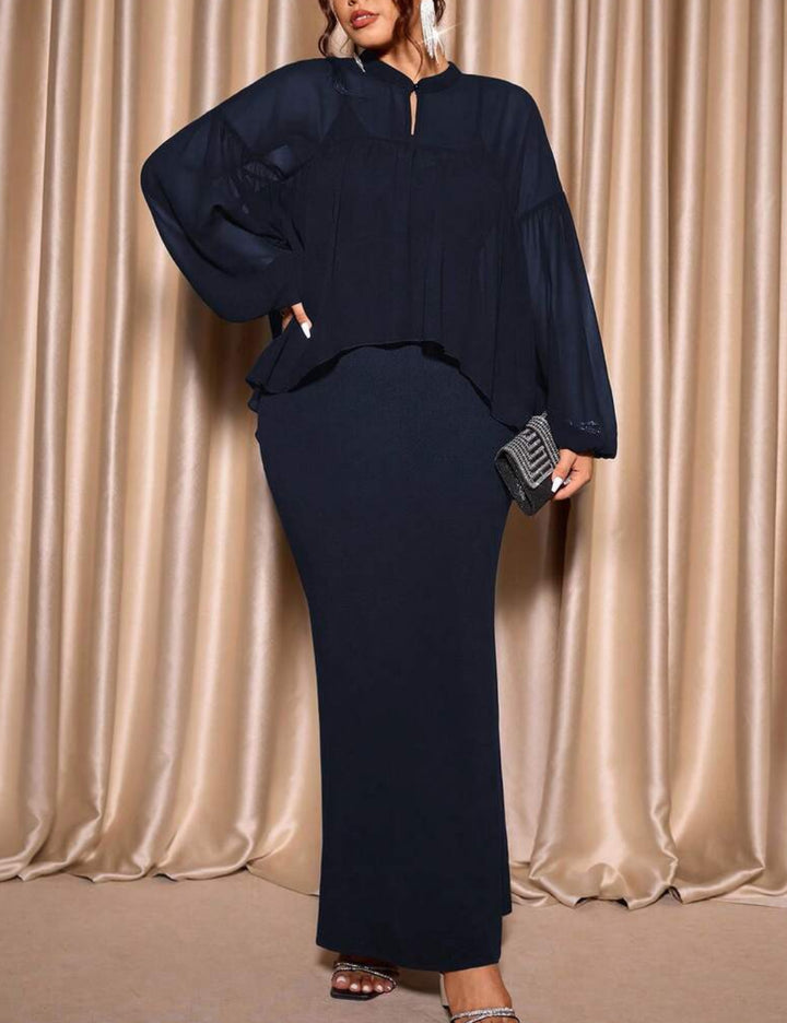 Set Rochie și Cămașă Shein Curve+, albastru