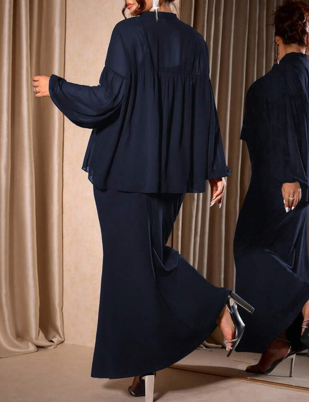 Set Rochie și Cămașă Shein Curve+, albastru