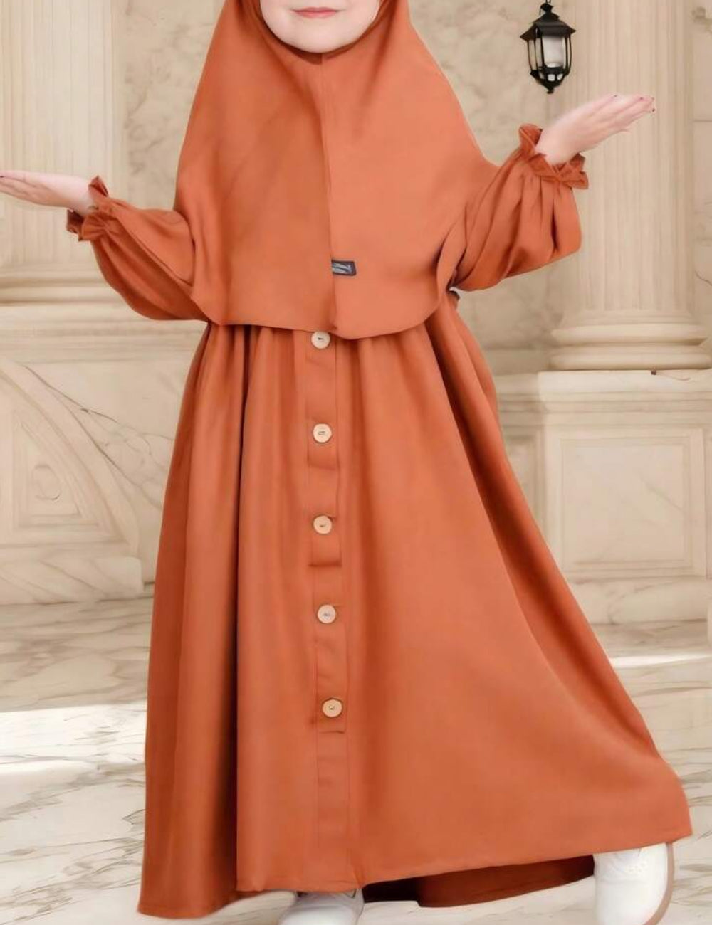 Set Rochie si Hijab Shein, portocaliu