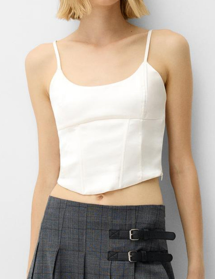Bershka top, krémszínű