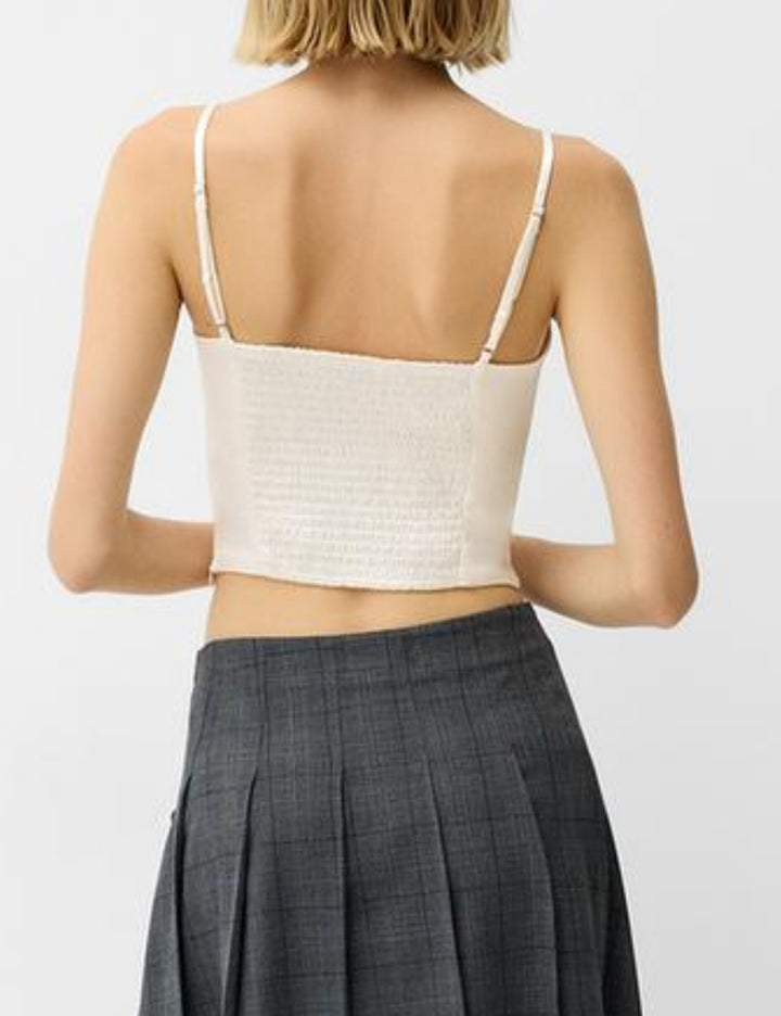 Bershka top, krémszínű
