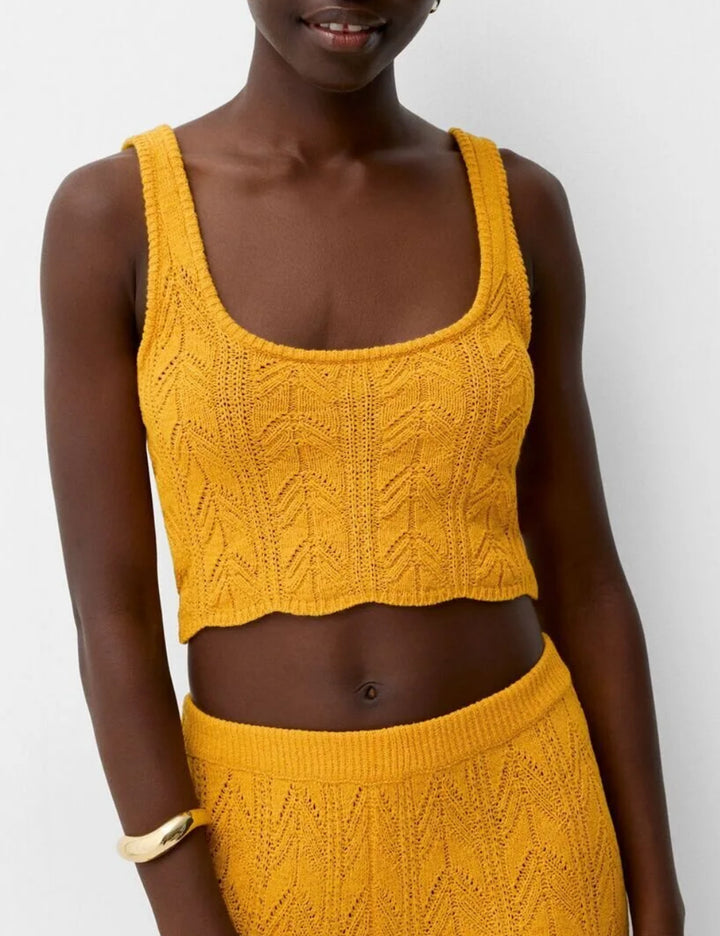 Bershka crop top, mustársárga