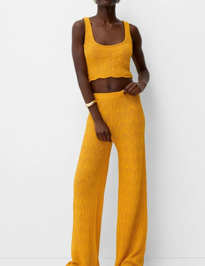 Bershka crop top, mustársárga