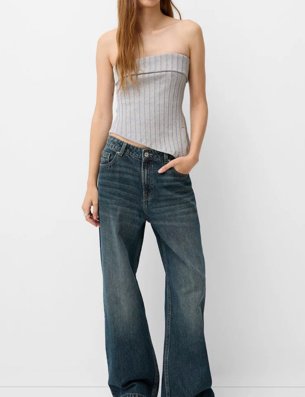 Bershka top, szürke