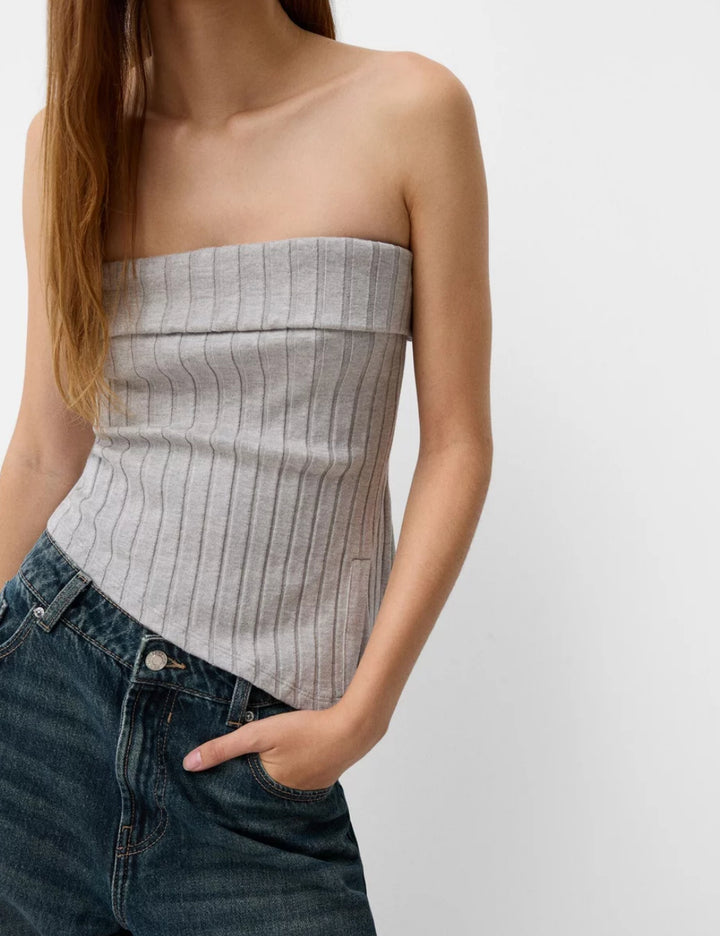 Bershka top, szürke