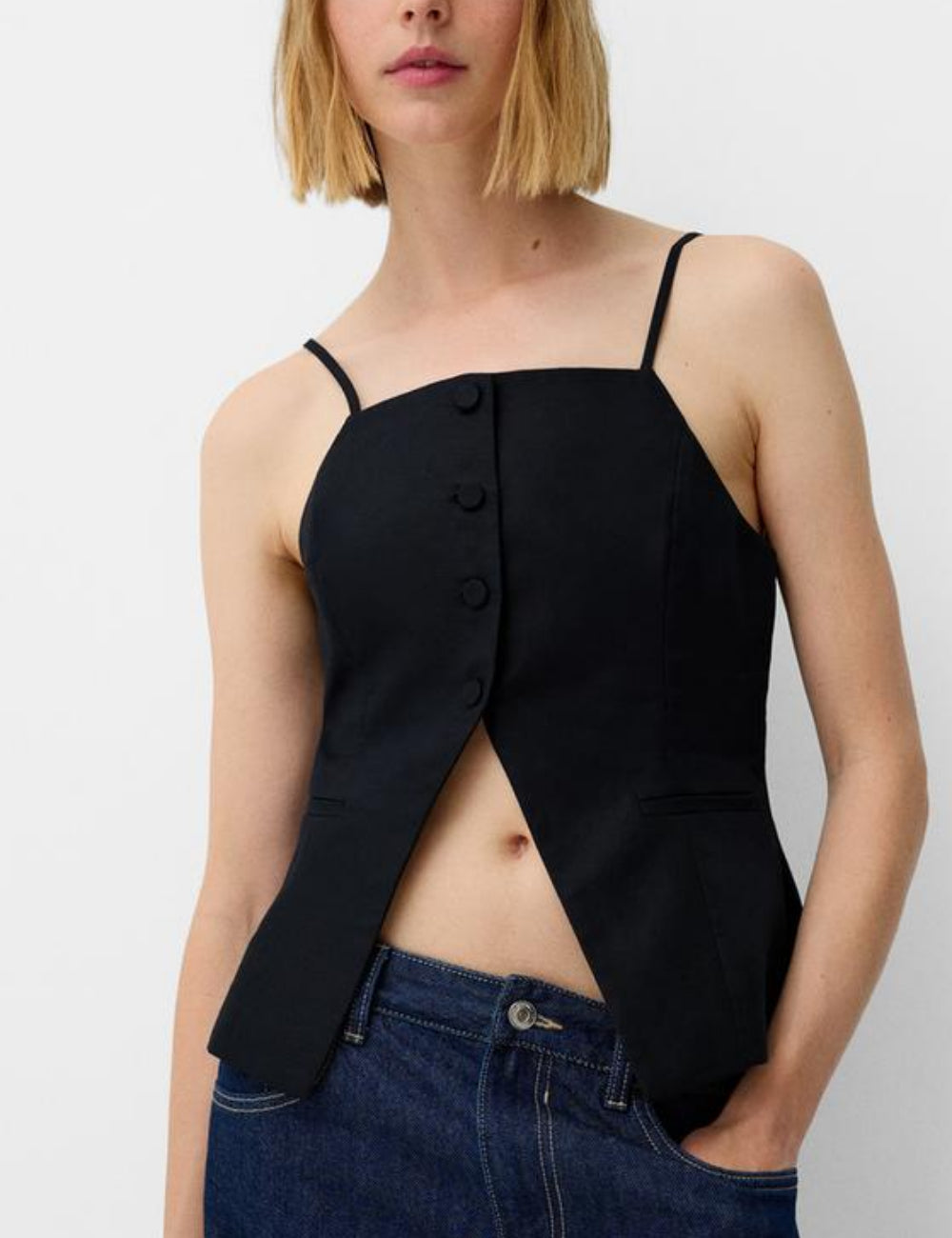 Bershka top, fekete