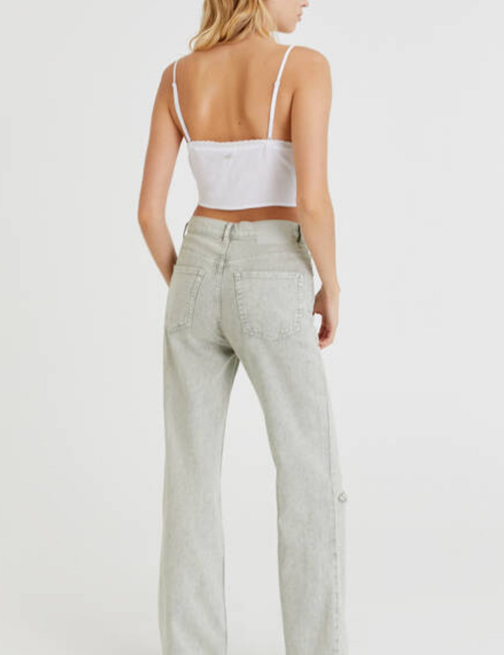 Pull&Bear vékony pántos felső, fehér