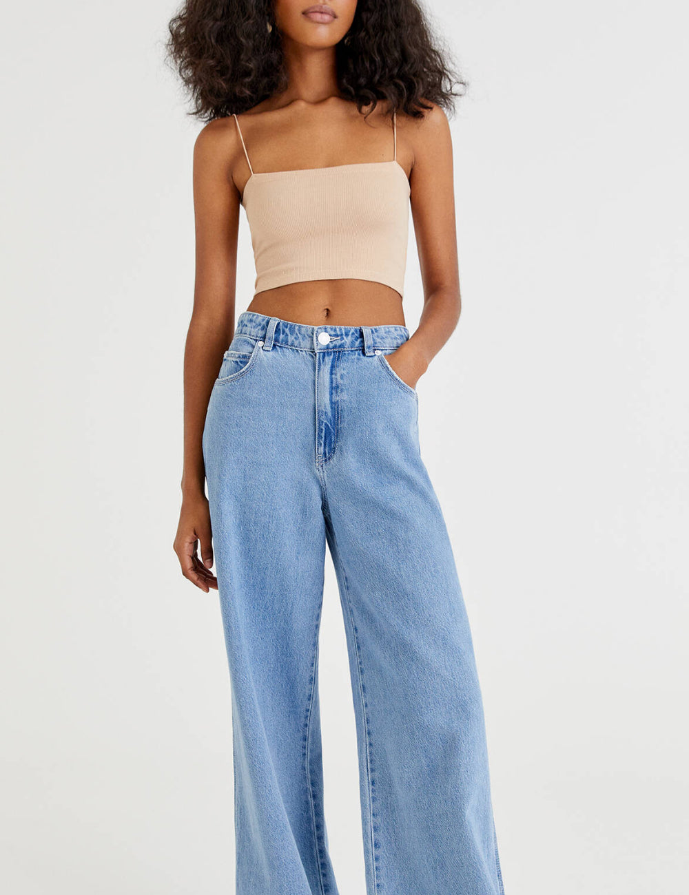 Pull&Bear vékony pántos felső, bézs
