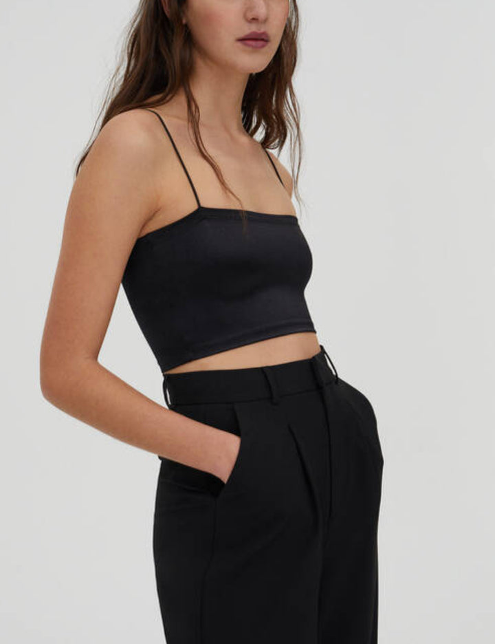 Pull&Bear spagettipántos felső, fekete