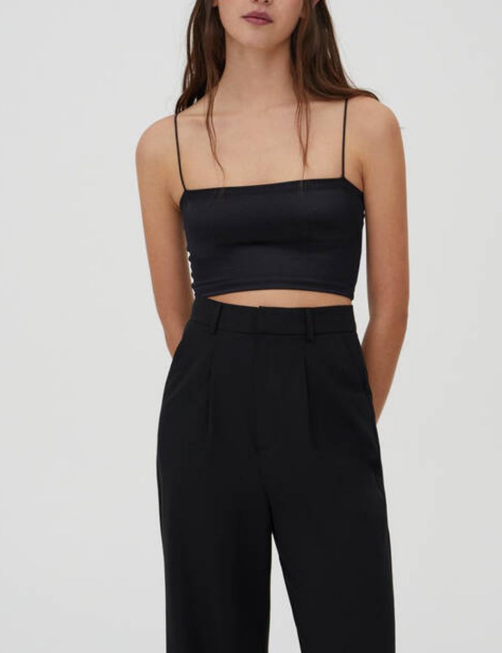 Pull&Bear spagettipántos felső, fekete