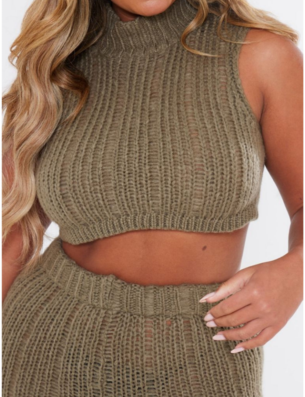 PRETTYLITTLETHING felső, khaki