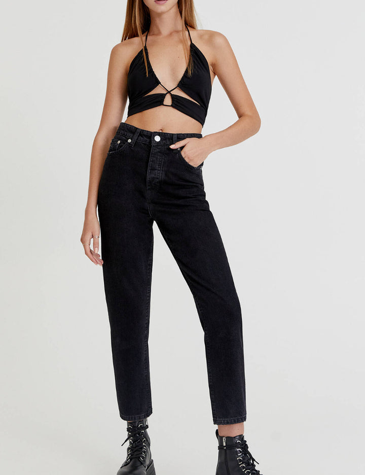Pull&Bear crop top, fekete