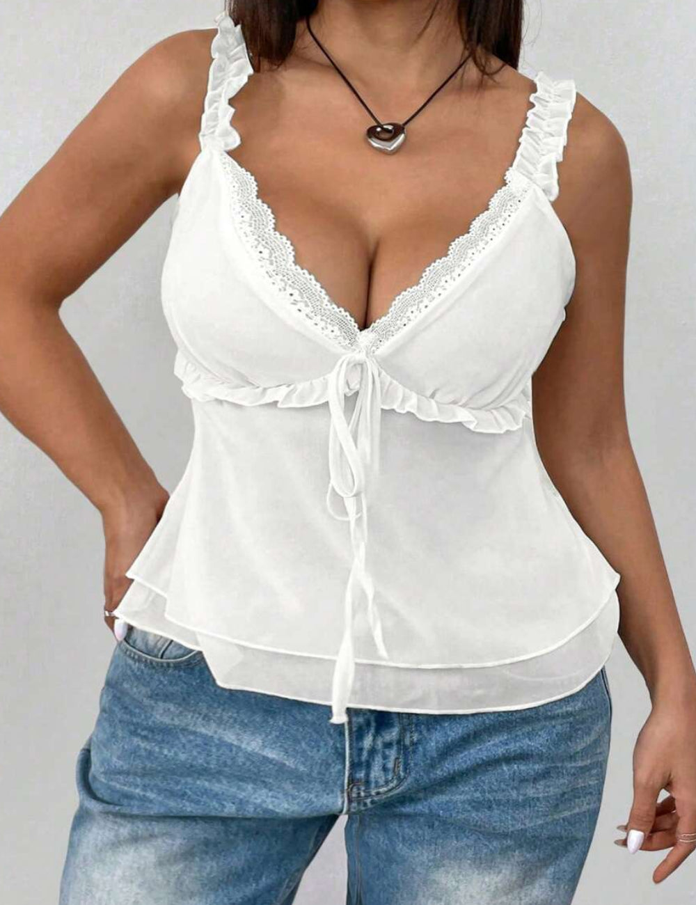 Top Shein Curve+, alb
