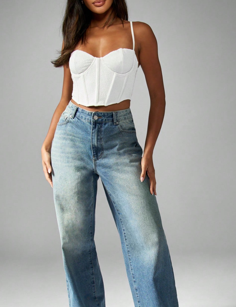 Shein Missguided felső, fehér